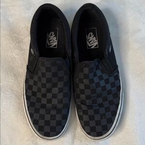 Vans Black and Gray Checkered Slip-Ons